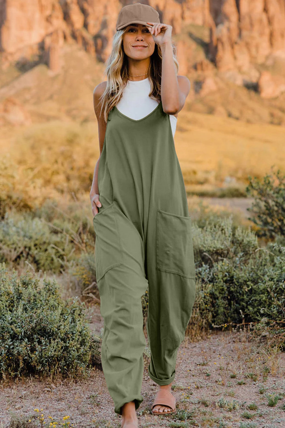 Chic & Chill V-Neck Sleeveless Jumpsuit with Pockets