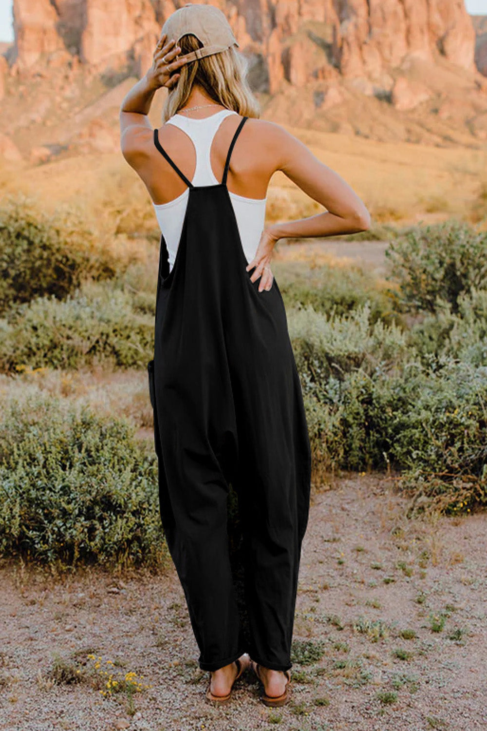 Chic & Chill V-Neck Sleeveless Jumpsuit with Pockets