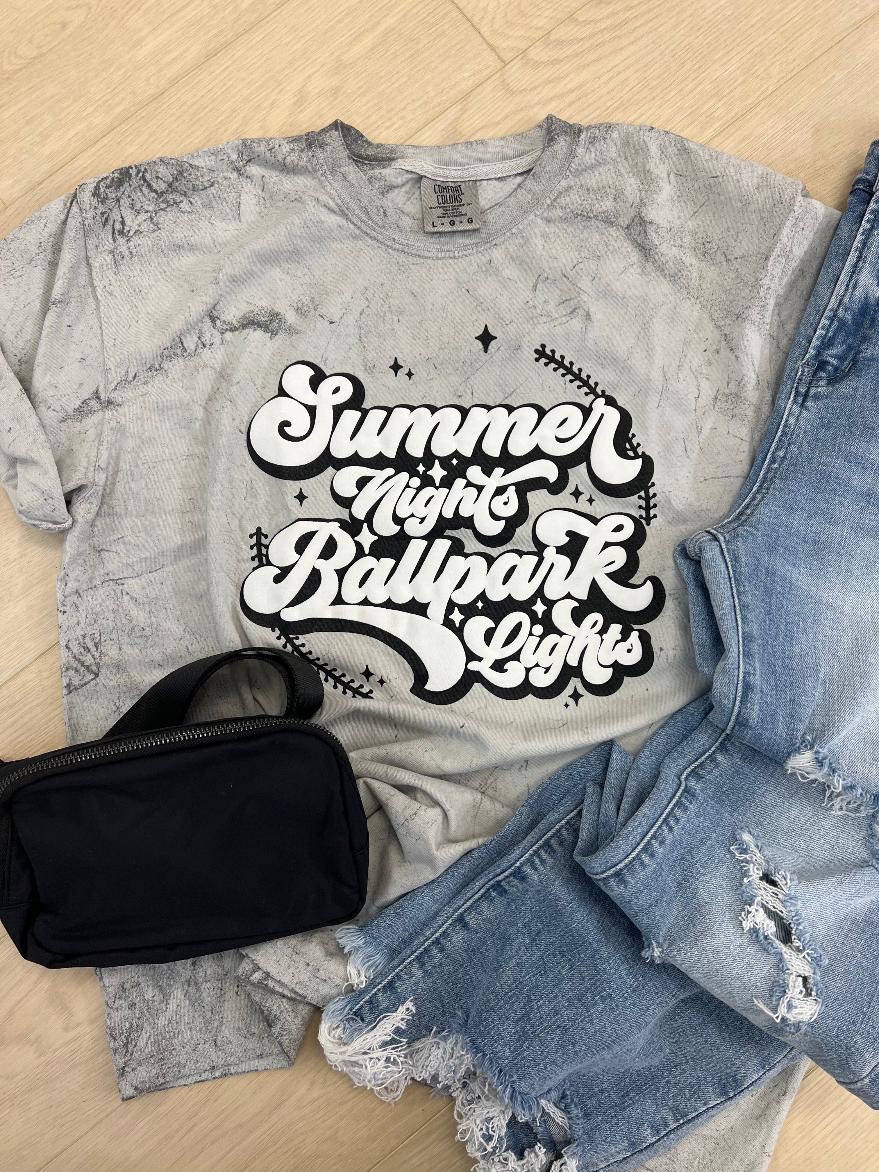 Summer Nights Ballpark Lights Tee or Sweatshirt