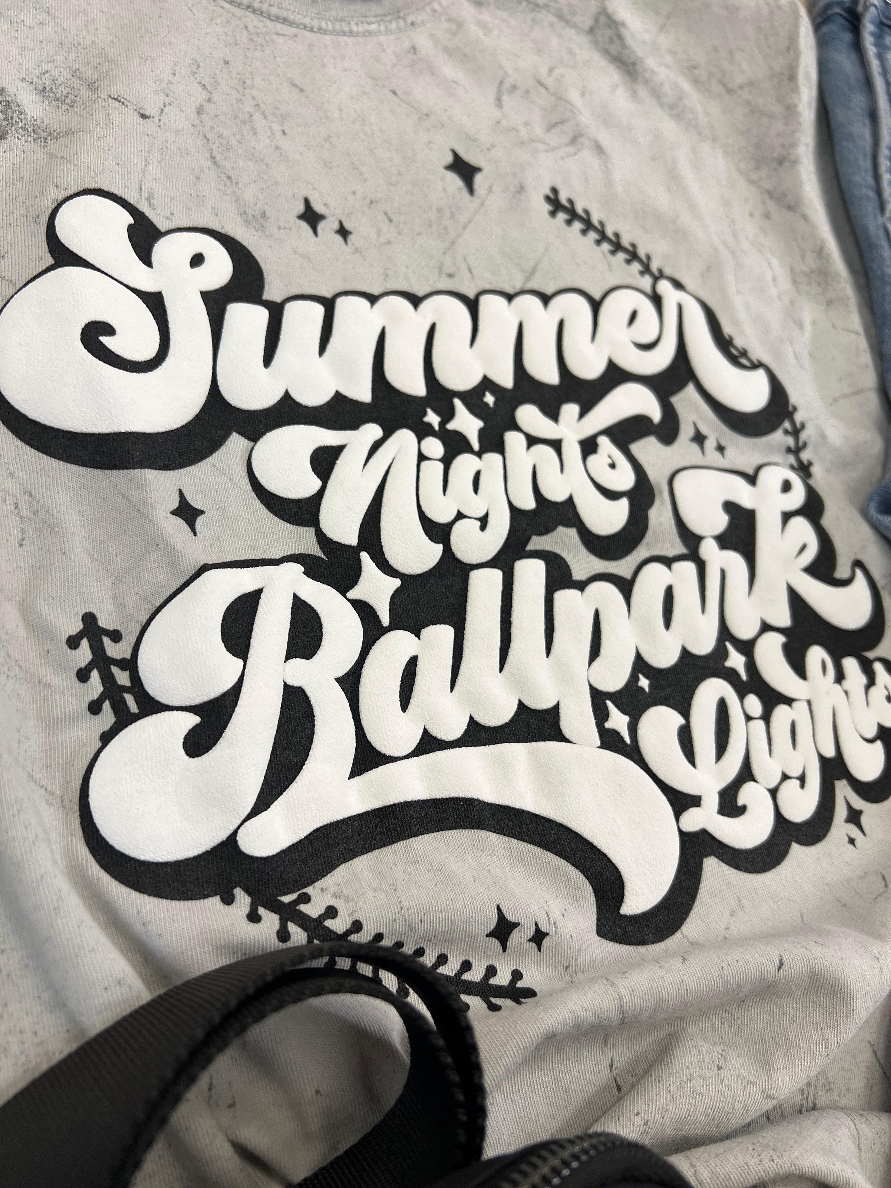 Summer Nights Ballpark Lights Tee or Sweatshirt