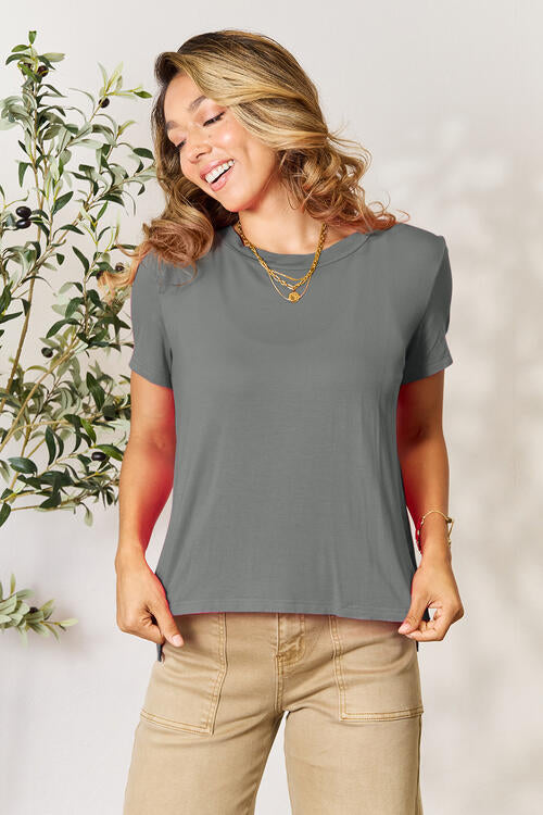 All-The Time Round Neck Short Sleeve T-Shirt Heather Gray S Basic Round Neck Short Sleeve Shirt by Vim&Vigor | Vim&Vigor Boutique