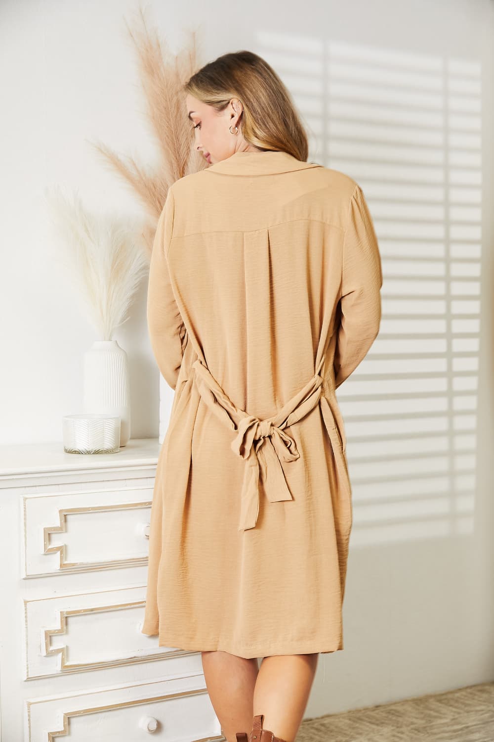 Blair Tied Trench Coat with Pockets Tan Trench Coats by Vim&Vigor | Vim&Vigor Boutique