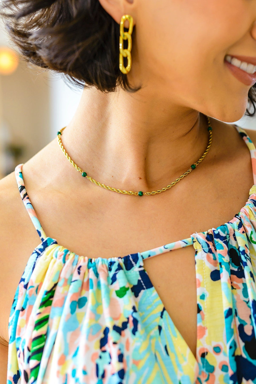 Drops of Turquoise Gold Necklace OS Necklaces by Vim&Vigor | Vim&Vigor Boutique