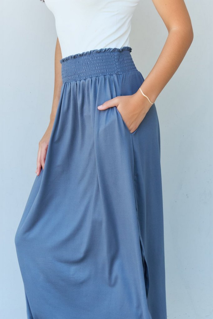 Flirty Fling High Waist Scoop Hem Maxi Skirt-Dusty Blue Dusty Blue Maxi Skirts by Vim&Vigor | Vim&Vigor Boutique