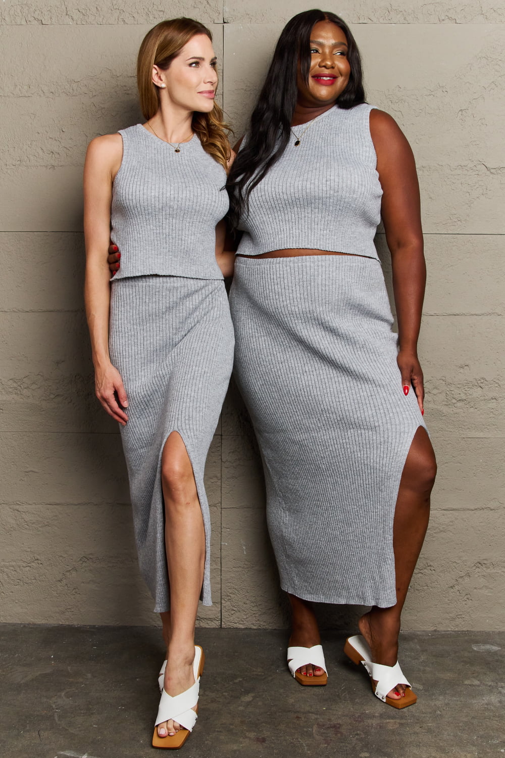 I'am All That Fitted Two-Piece Skirt Set Charcoal Skirt Set by Vim&Vigor | Vim&Vigor Boutique