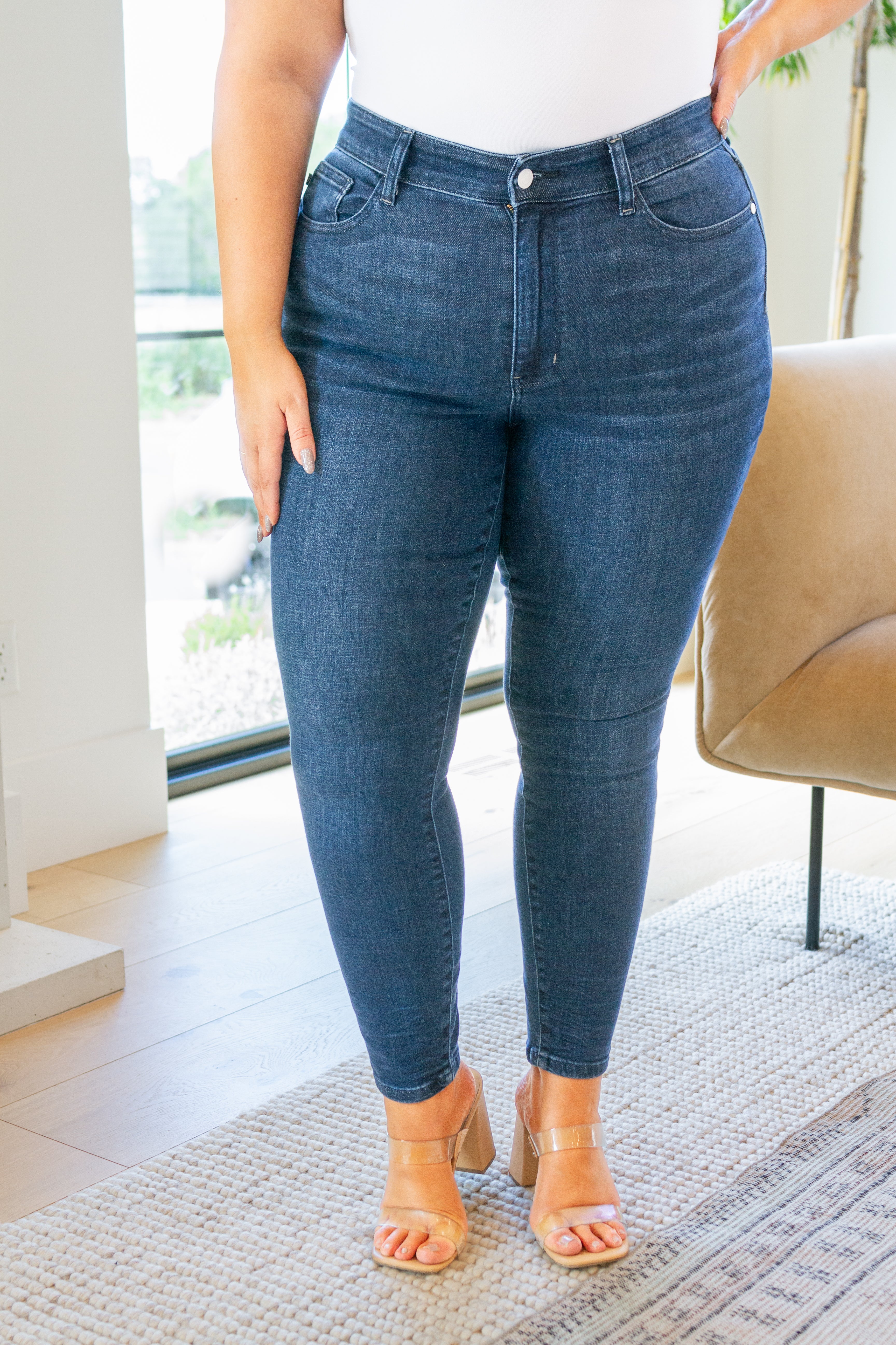 Judy Blue Addison Mid Rise Crinkle Ankle Skinny Jeans Denim Jeans by Vim&vigor | Vim&Vigor Boutique
