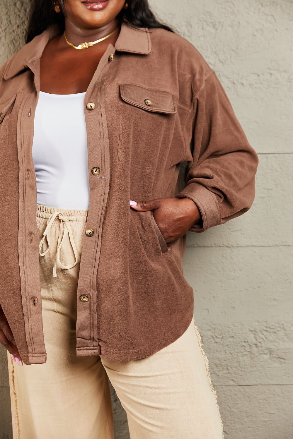 Keeping It Cozy Button Down Shacket-Cofee Brown Coffee Brown Shacket by Vim&Vigor | Vim&Vigor Boutique