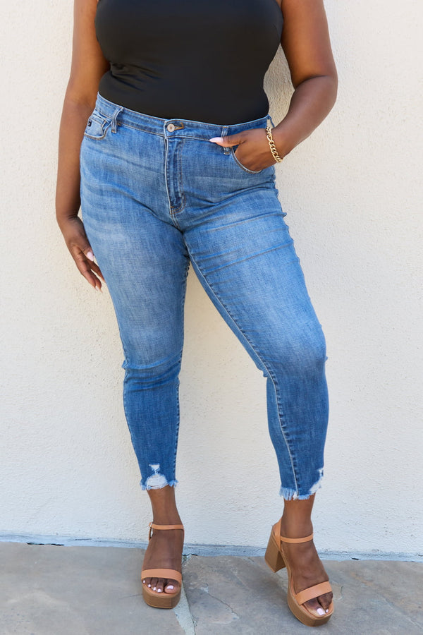Lindsay Raw Hem High Rise Skinny Jeans by Kancan Medium 0(23) Bottoms by Vim&Vigor | Vim&Vigor Boutique