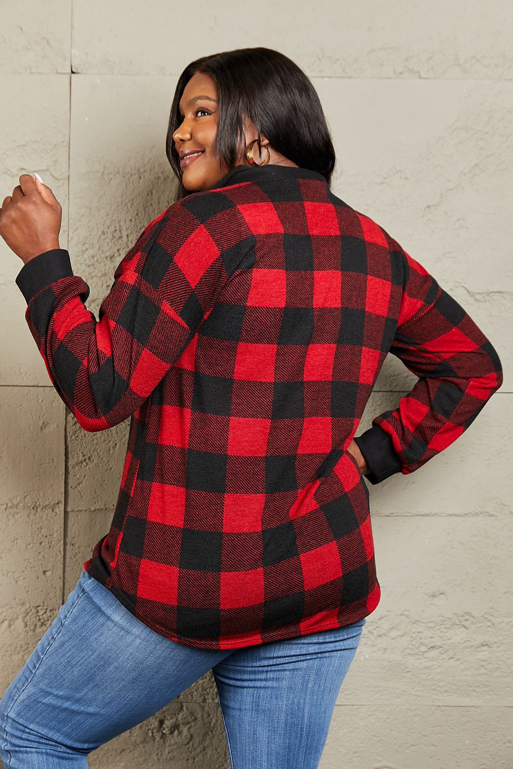 Make A Go For It Contrast Plaid Shacket Red Plaid Plaid Shacket by Vim&Vigor | Vim&Vigor Boutique