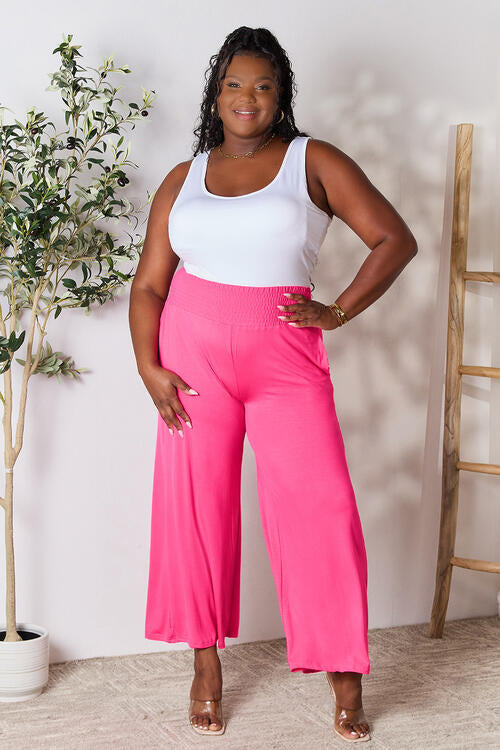 More Than One Smocked Wide Waistband Wide Leg Pants Wide Leg Pants by Vim&Vigor | Vim&Vigor Boutique