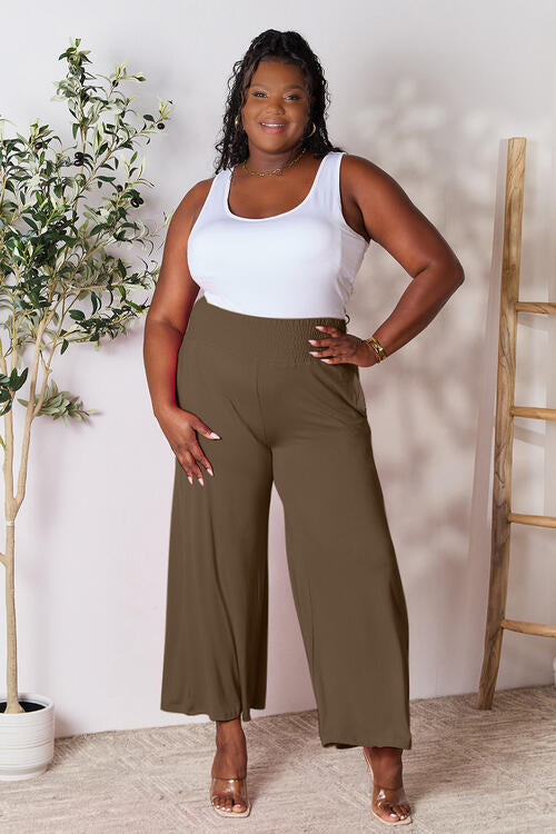 More Than One Smocked Wide Waistband Wide Leg Pants Wide Leg Pants by Vim&Vigor | Vim&Vigor Boutique