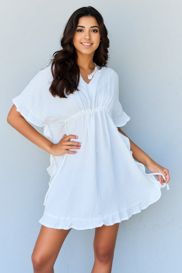 Next Time Around Ruffle Hem Dress-White White Mini Dress by Vim&Vigor | Vim&Vigor Boutique