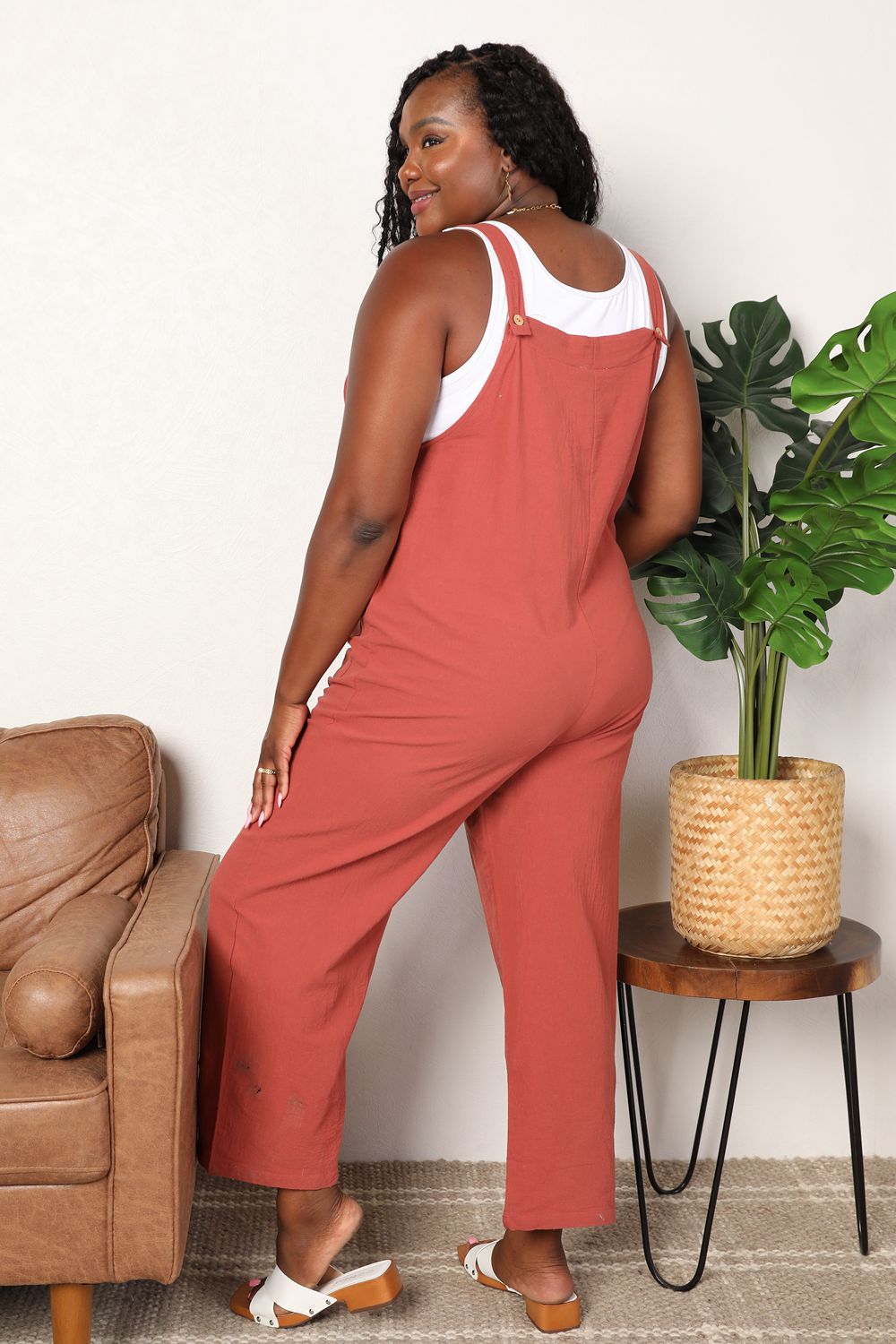 So Ready Wide Leg Overalls with Front Pockets Red Orange Jumpsuits by Vim&Vigor | Vim&Vigor Boutique