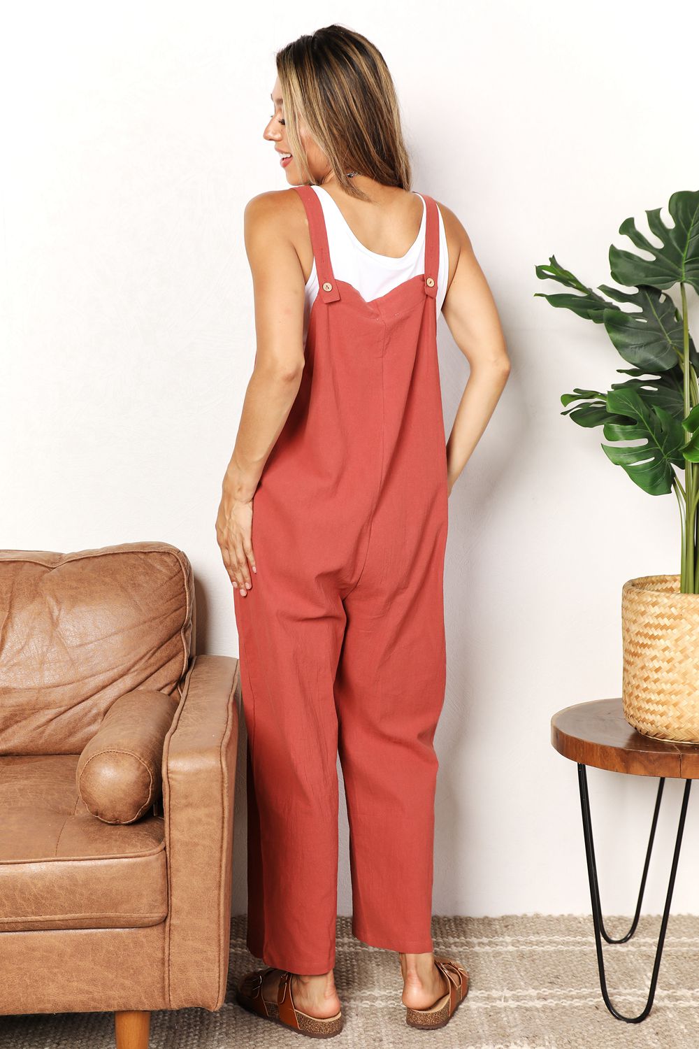 So Ready Wide Leg Overalls with Front Pockets Red Orange Jumpsuits by Vim&Vigor | Vim&Vigor Boutique