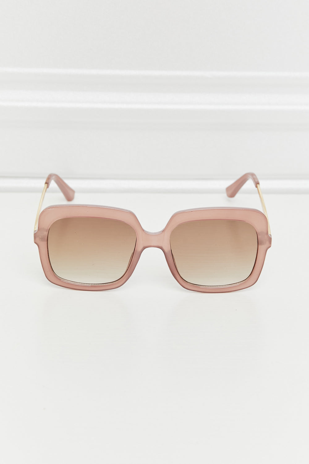Square Metal-Plastic Hybrid Temple Sunglasses Tan One Size Sunglasses by Vim&Vigor | Vim&Vigor Boutique