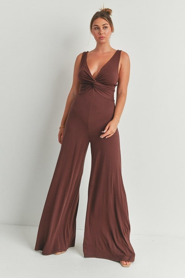 The Right One Wide Leg Jumpsuit Chocolate Wide Leg Jumpsuit by Vim&Vigor Boutique | Vim&Vigor Boutique