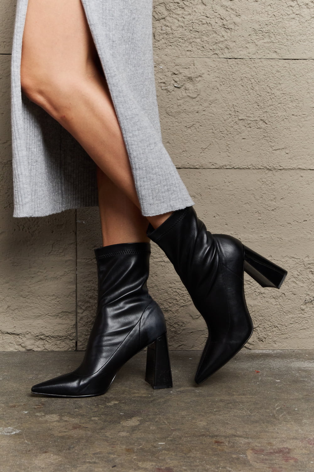Walk With Me Block Heel Sock Boots Black Booties by Vim&Vigor | Vim&Vigor Boutique