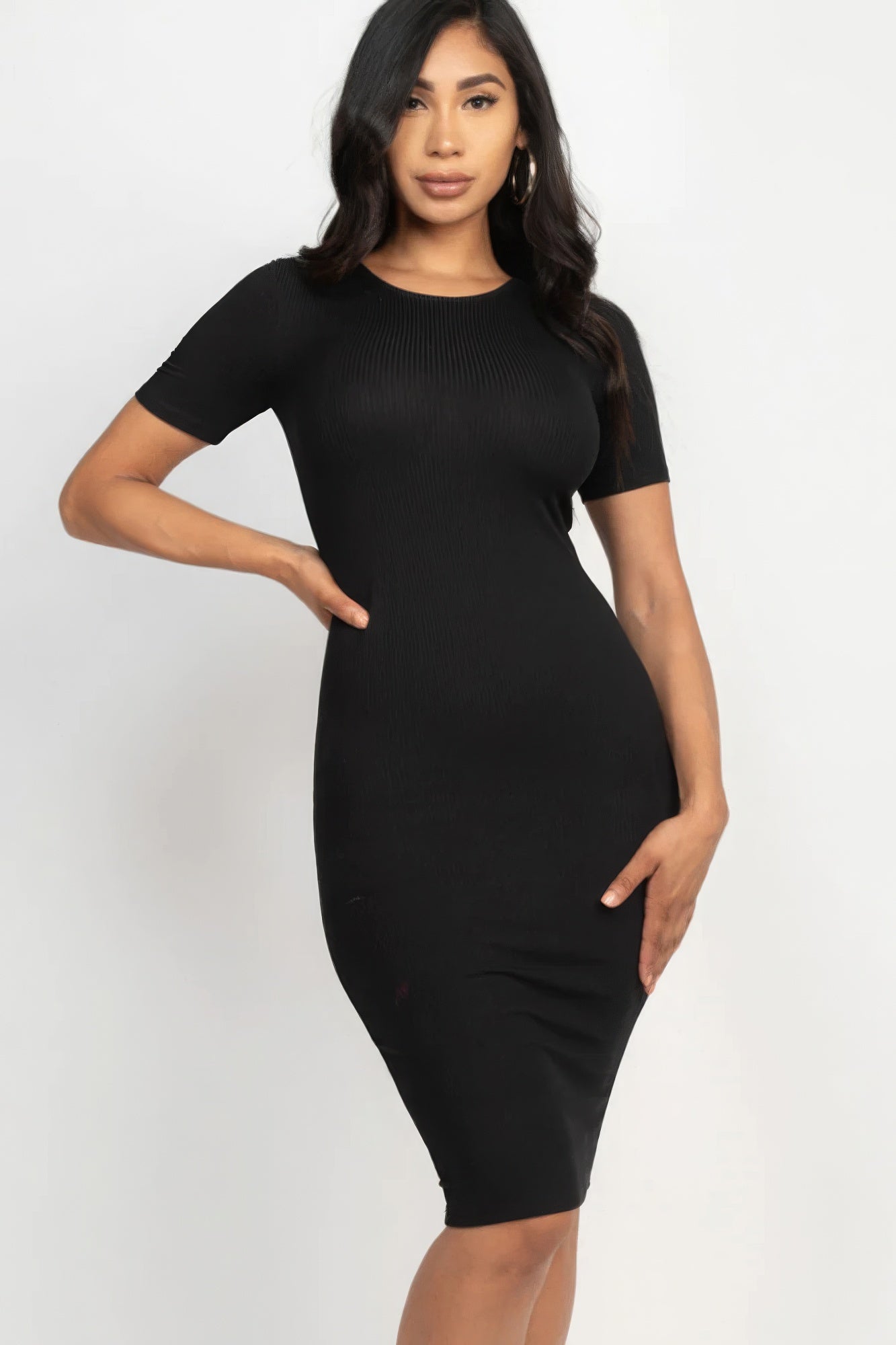 Give It Time Ribbed Bodycon Midi Dress