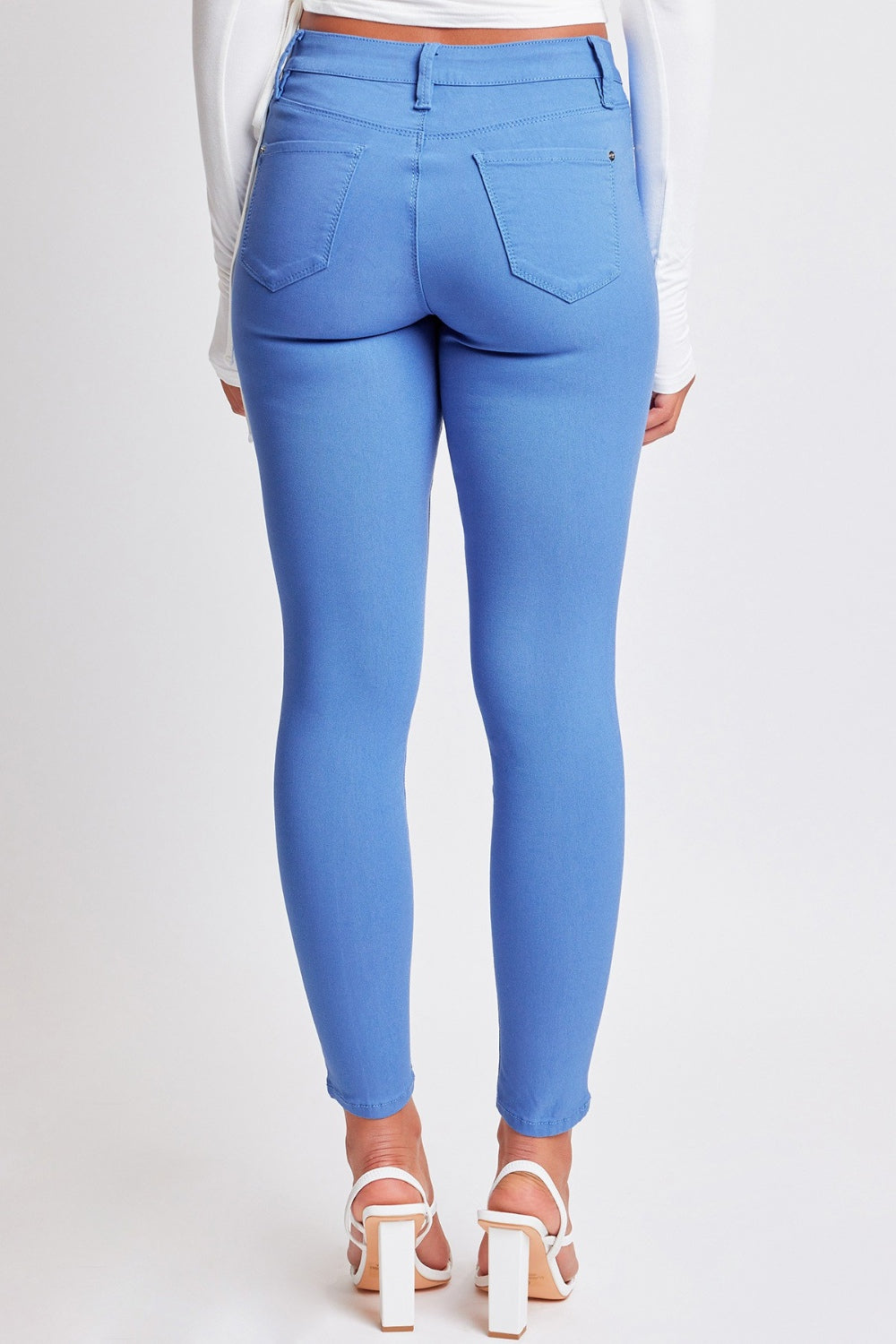 Morgan Hyperstretch Mid-Rise Skinny Pants in Blue