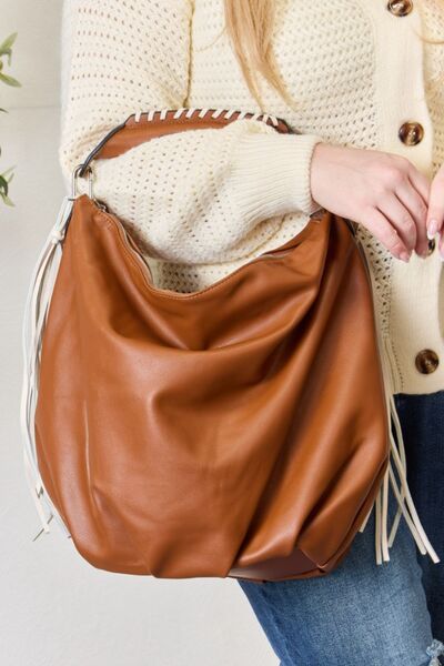 Hanging Out Fringe Detail Contrast Handbag